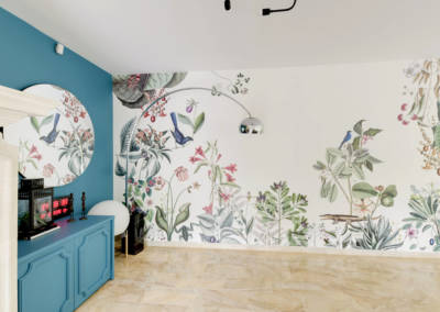Décoration Maison à Marne la Coquette - La salon et son panoramique floral, par Béatrice Elisabeth, Décoratrice UFDI à Neuilly et Paris