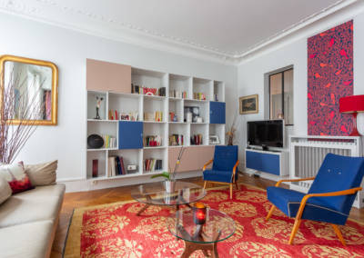 Décoration et suivi de chantier d'un appartement familial à Paris 17- Le Salon coloré, par Béatrice Elisabeth, Décoratrice UFDI à Neuilly et Paris