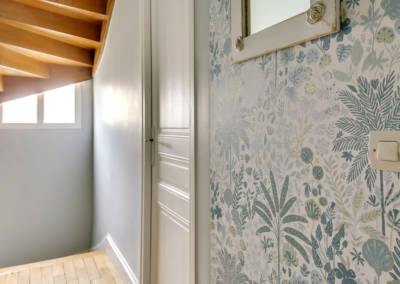 Visite conseil en décoration à Sartrouville - Le couloir et le détail du motif, par Béatrice Elisabeth, Décoratrice UFDI à Neuilly et Paris