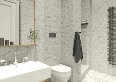 Appartement de style à Paris 7ème - Simulation 3D pour la nouvelle salle de bain attenante à la chambre Invité, par Béatrice Elisabeth, Décoratrice UFDI à Neuilly et Paris