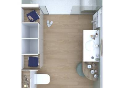 Conception d'une salle de bain en Allemagne - Le plan en 3D couleurs, par Béatrice Elisabeth, Architecte d'intérieur à Neuilly sur Seine 92